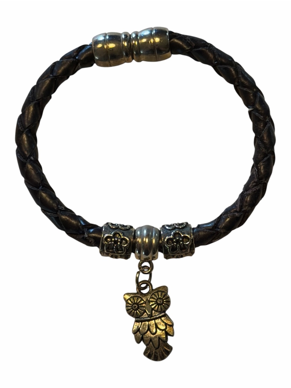 3/$30 Owl charm braided bracelet